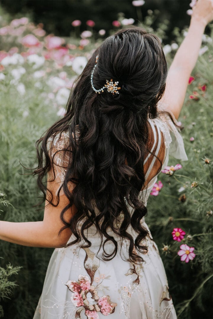 Mid-Back Dark Brown Thick Braided Crown With Half Up Half Down — Classy Hair Down Hairstyles