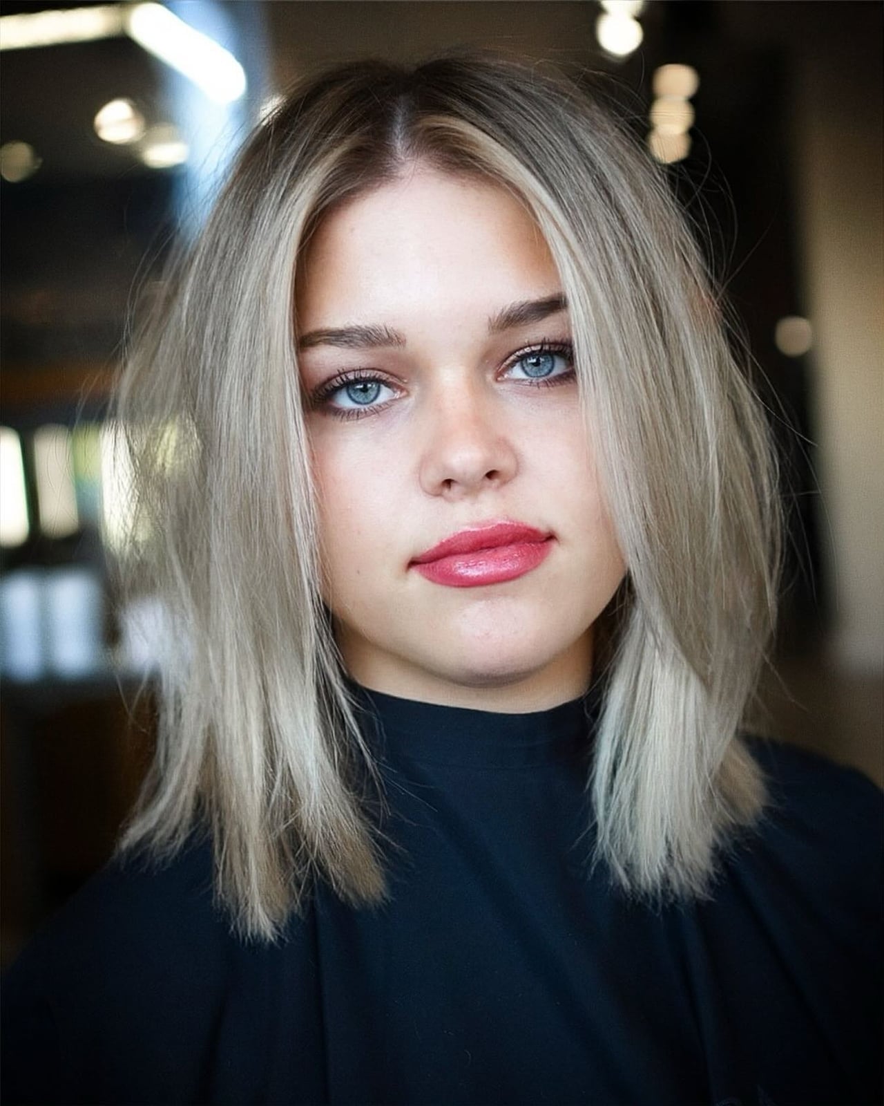 Chin Length Bob Curtain Bangs Face Framing — Classy Hair Down Hairstyles