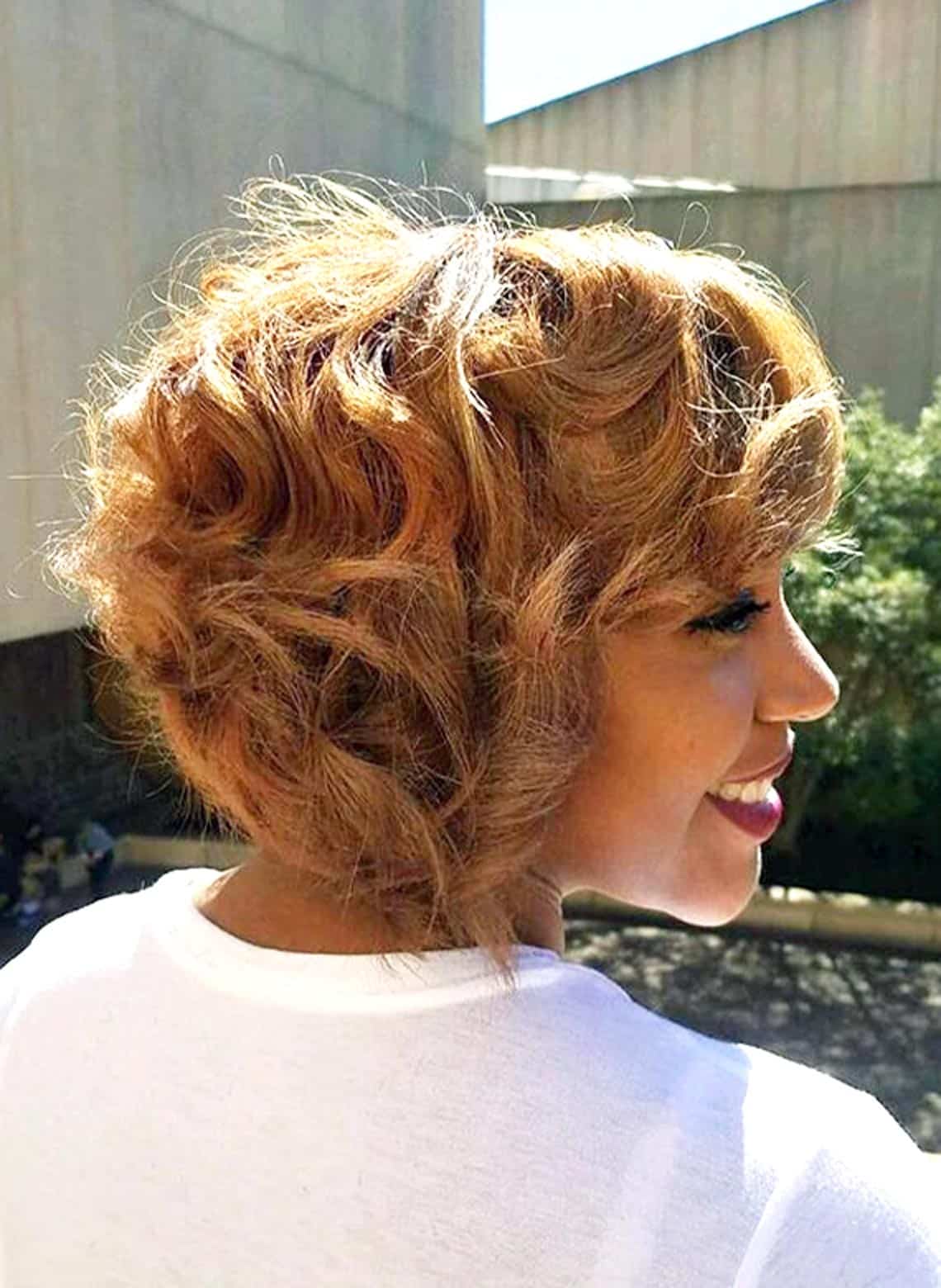 Short Stacked Bob With Defined Curls Short Stacked Bob With Defined Curls — Classy Hair for Round Face