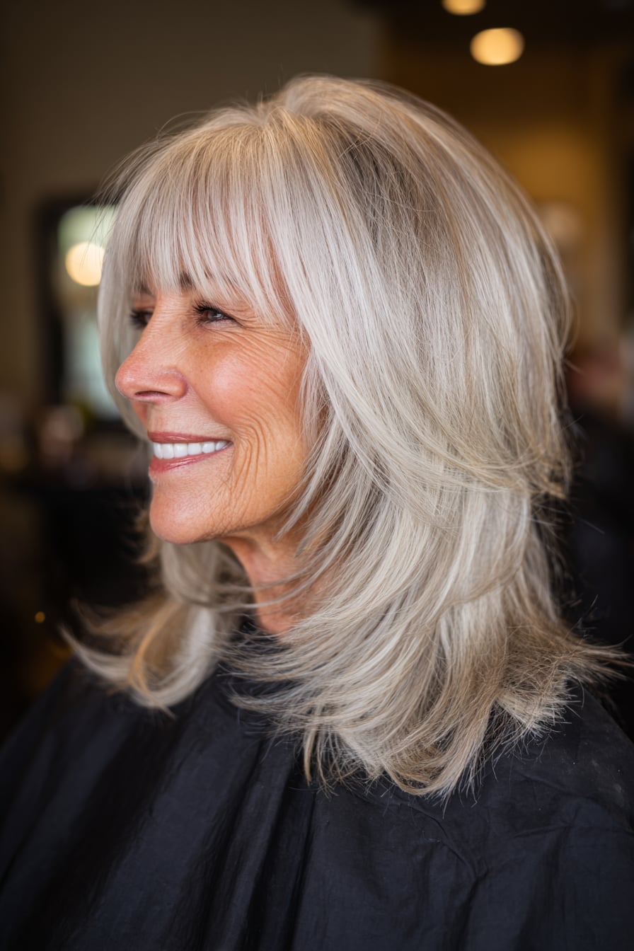 Collarbone Layered Shag With Curtain Bangs Collarbone Layered Shag With Curtain Bangs — Classy Hair Trends for Women