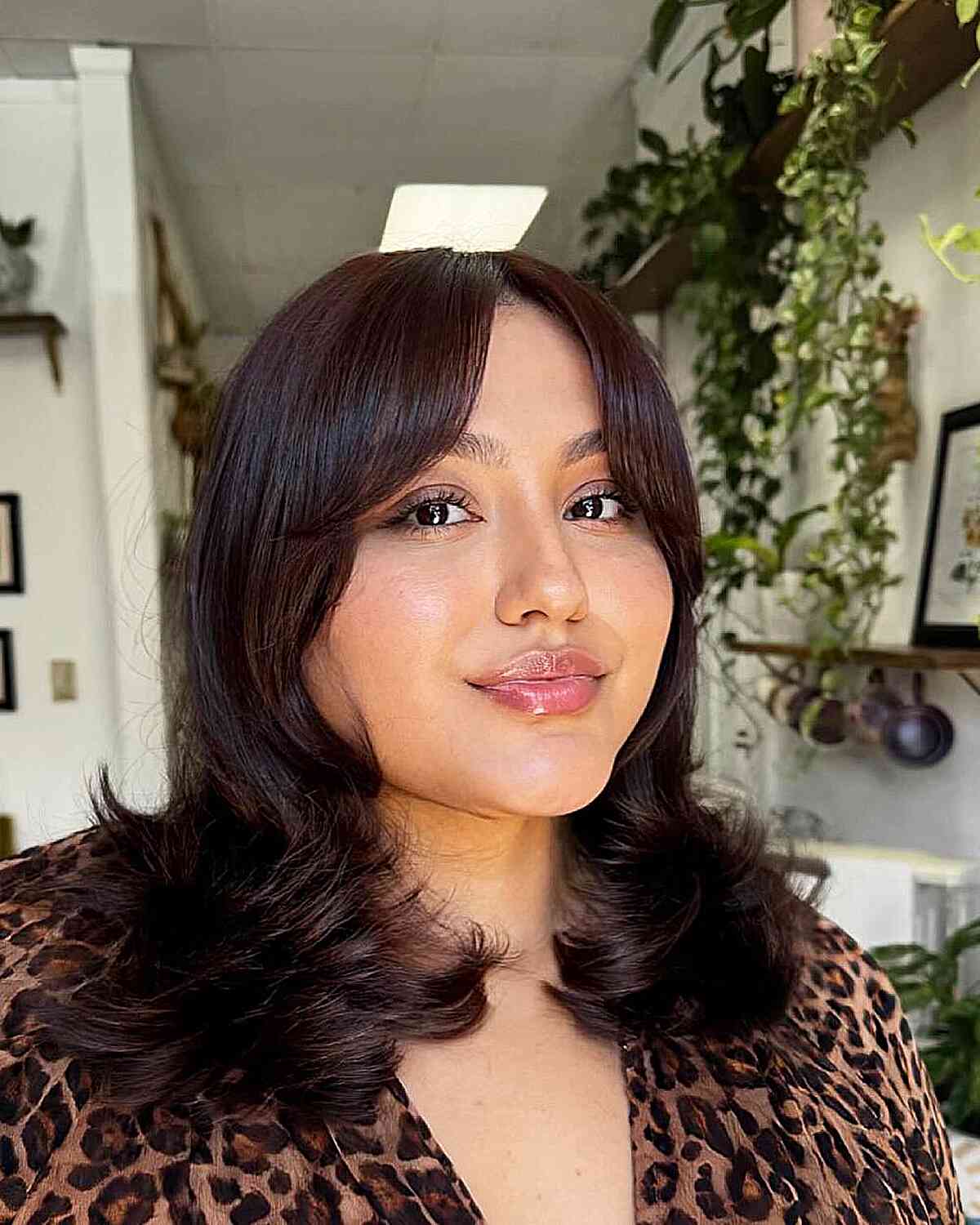 Mid-Back Layers With Face-Framing Bangs — Classy Hair Types Chart