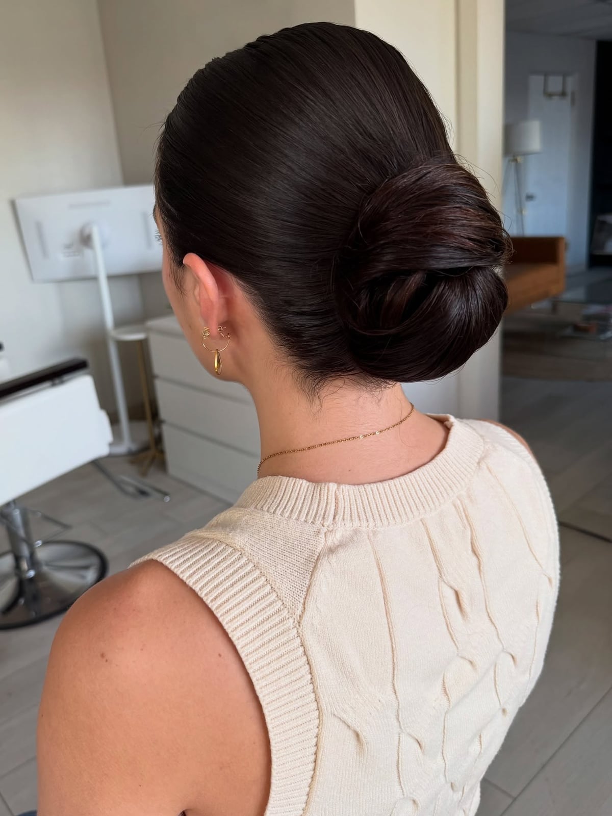Sleek Low Bun With Middle Parting — Classy Hair Types Chart
