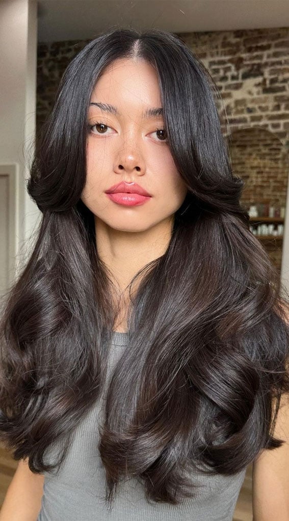 Mid-Back Dark Brown With Soft Face-Framing, Close-Up Take Mid-Back Dark Brown With Soft Face-Framing, Close-Up Take — Classy Haircuts for Long Hair