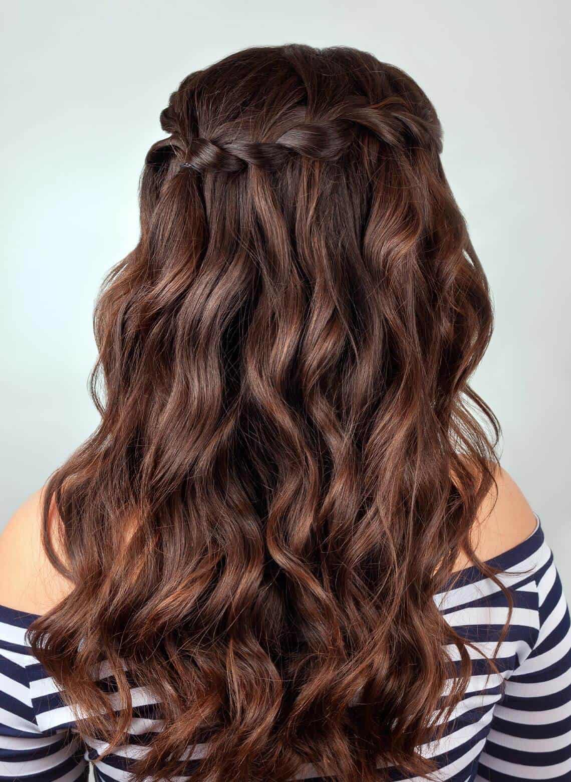 Mid-Back Dark Brown Half-Up Braid Mid-Back Dark Brown Half-Up Braid — Classy Haircuts for Long Hair