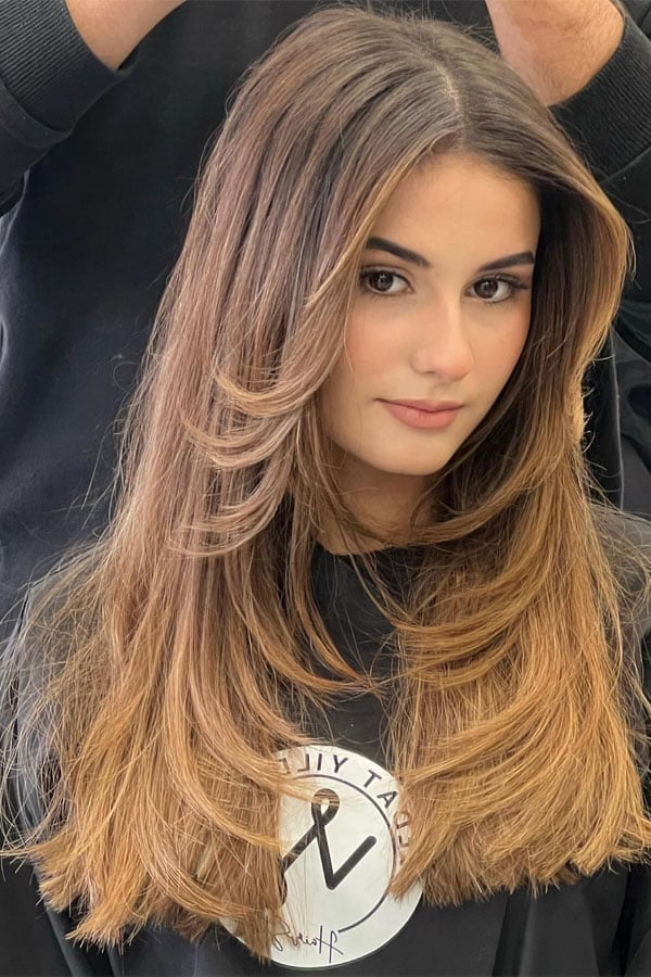 Rich Brown Mid-Back With Voluminous Curls Rich Brown Mid-Back With Voluminous Curls — Classy Haircuts for Long Hair