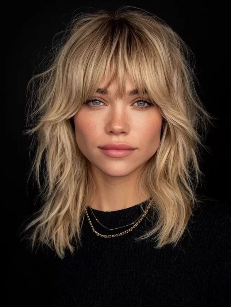 Ash Blonde Shag With Curtain Bangs Ash Blonde Shag With Curtain Bangs — Classy Haircuts for Medium Hair