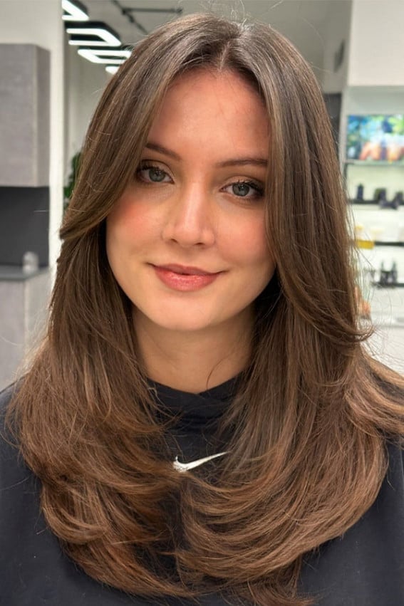 Shoulder Layers With Face-Framing Side-Swept Bangs — Classy Haircuts for Round Face