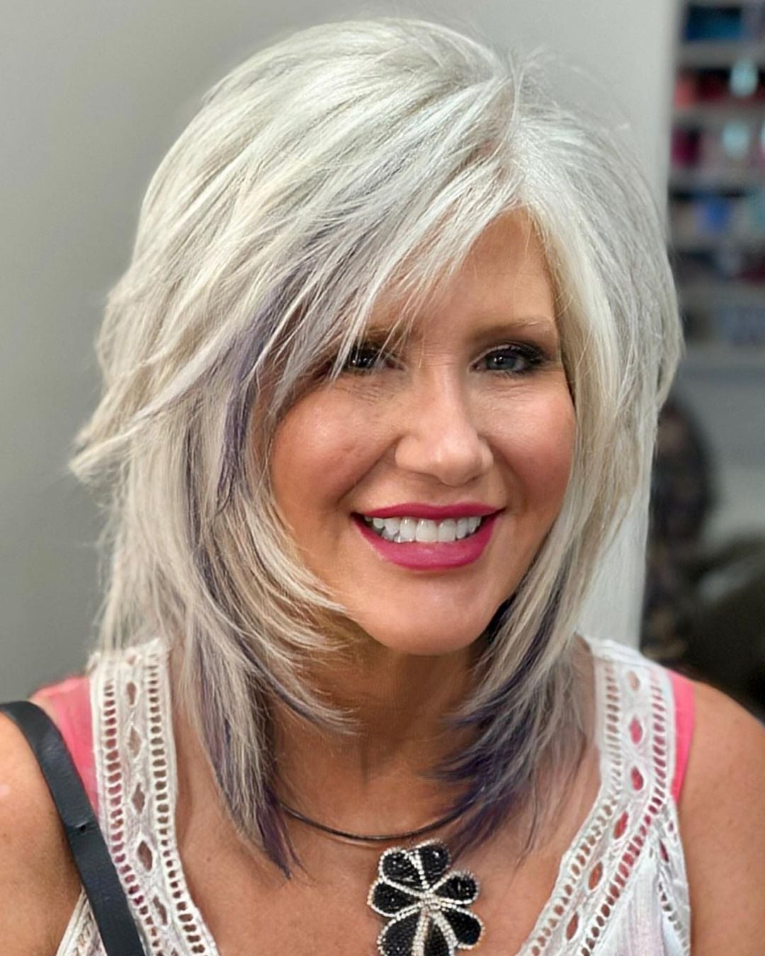 Ash Blonde Layered Shag With Curtain Bangs — Classy Haircuts for Thick Hair