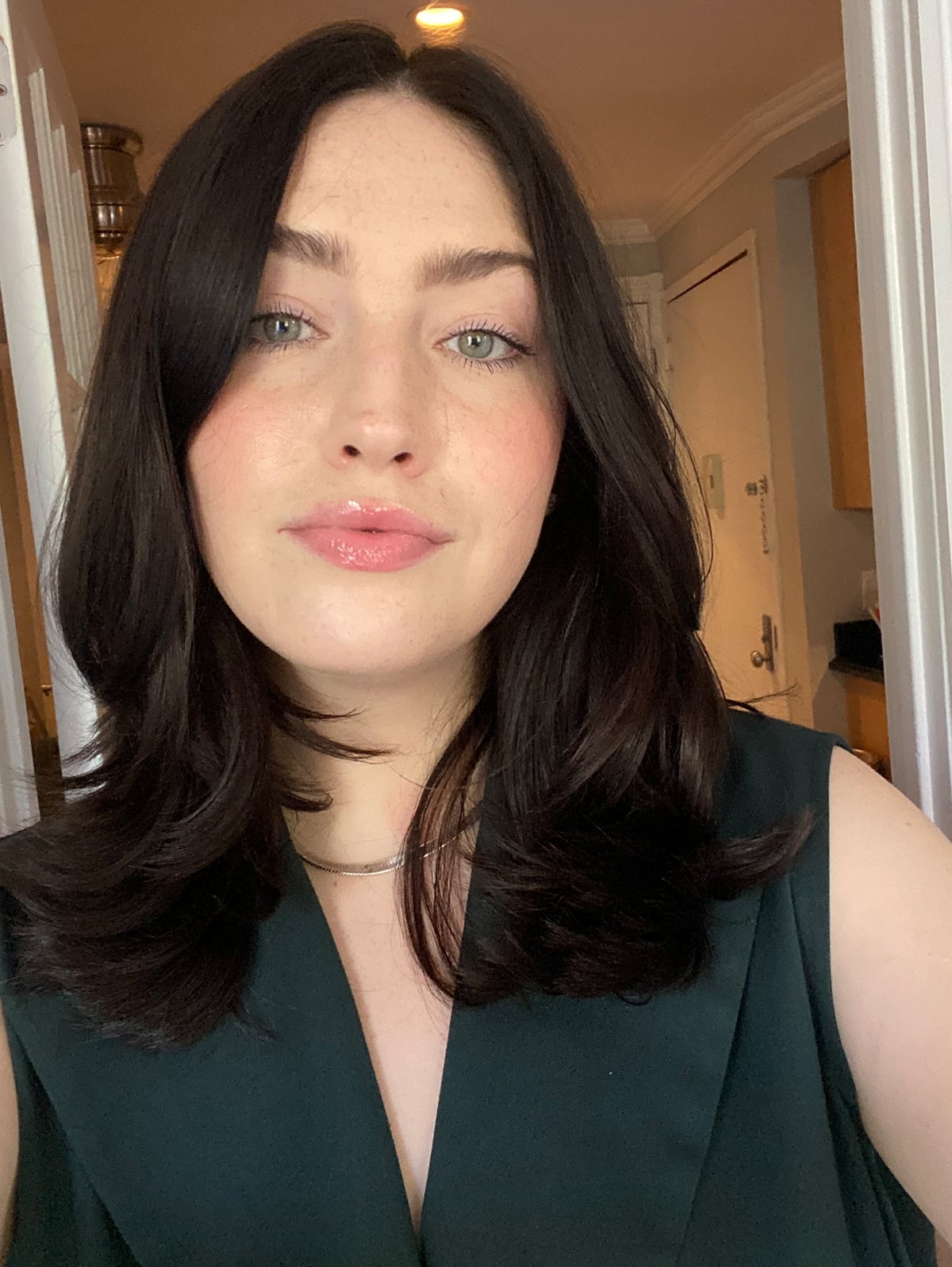 Brunette Collarbone Cut With Curtain Bangs — Classy Haircuts for Thick Hair