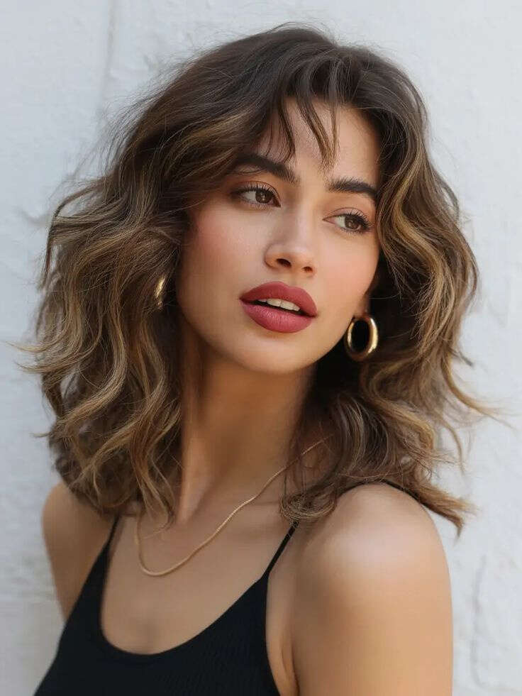 Collarbone Lob With Short Bangs Collarbone Lob With Short Bangs — Classy Haircuts for Wavy Hair