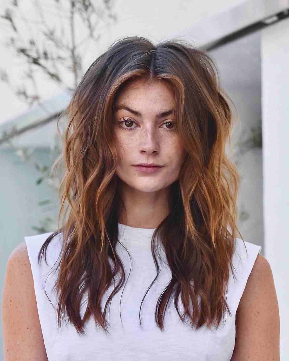 Collarbone Layers With Warm Balayage Collarbone Layers With Warm Balayage — Classy Haircuts for Wavy Hair