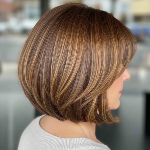 Layered Bob With Caramel Highlights — Classy Haircuts for Women over 50