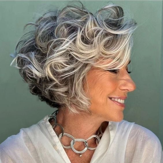 Short Curly Bob In Grey — Classy Haircuts for Women over 50