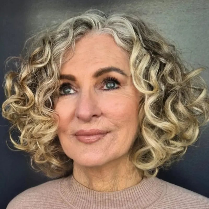 Voluminous Light Blonde Bob With Curls — Classy Haircuts for Women over 60