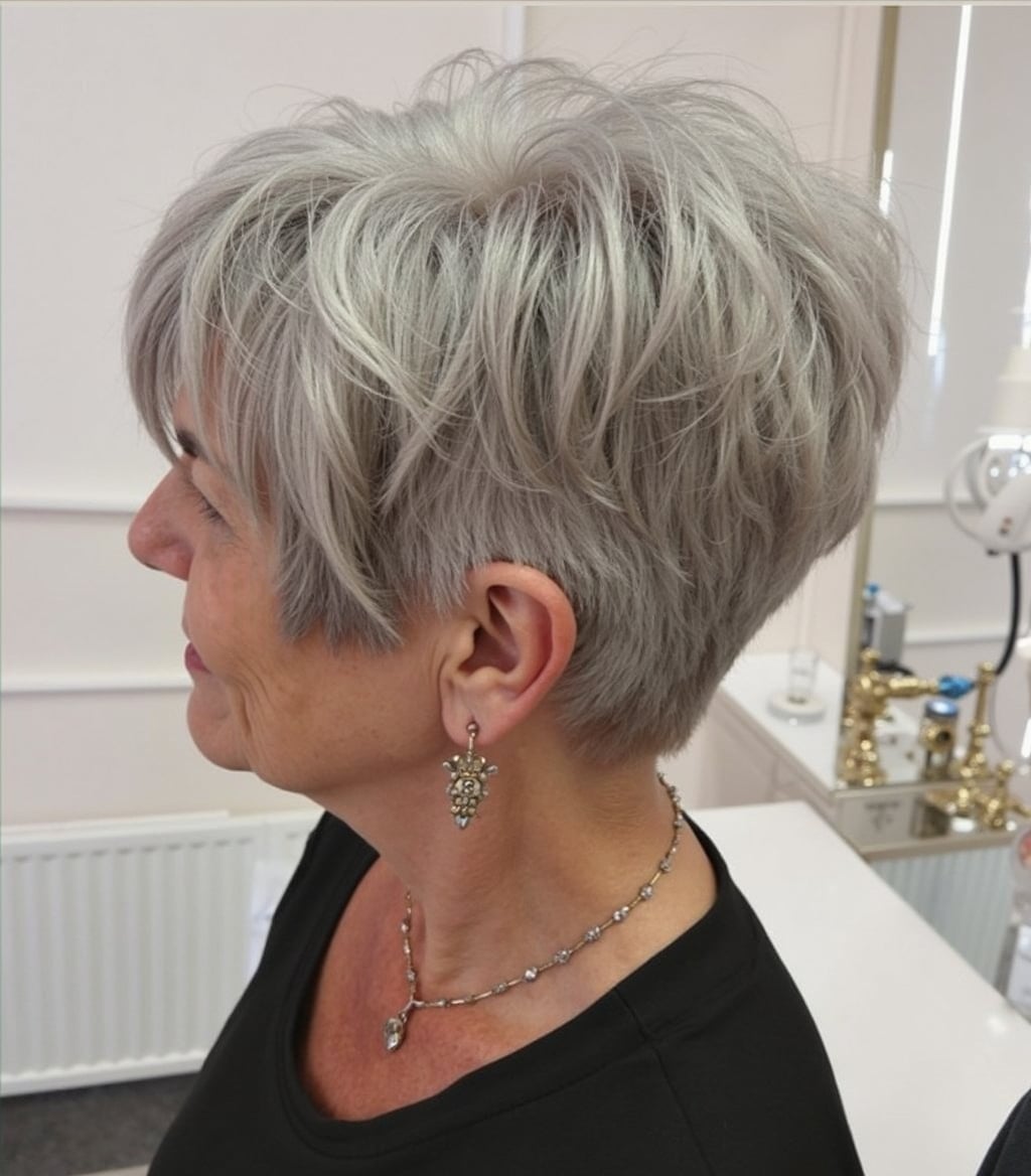 Ash Blonde Pixie With Textured Crown, Ear — Classy Haircuts for Women over 60