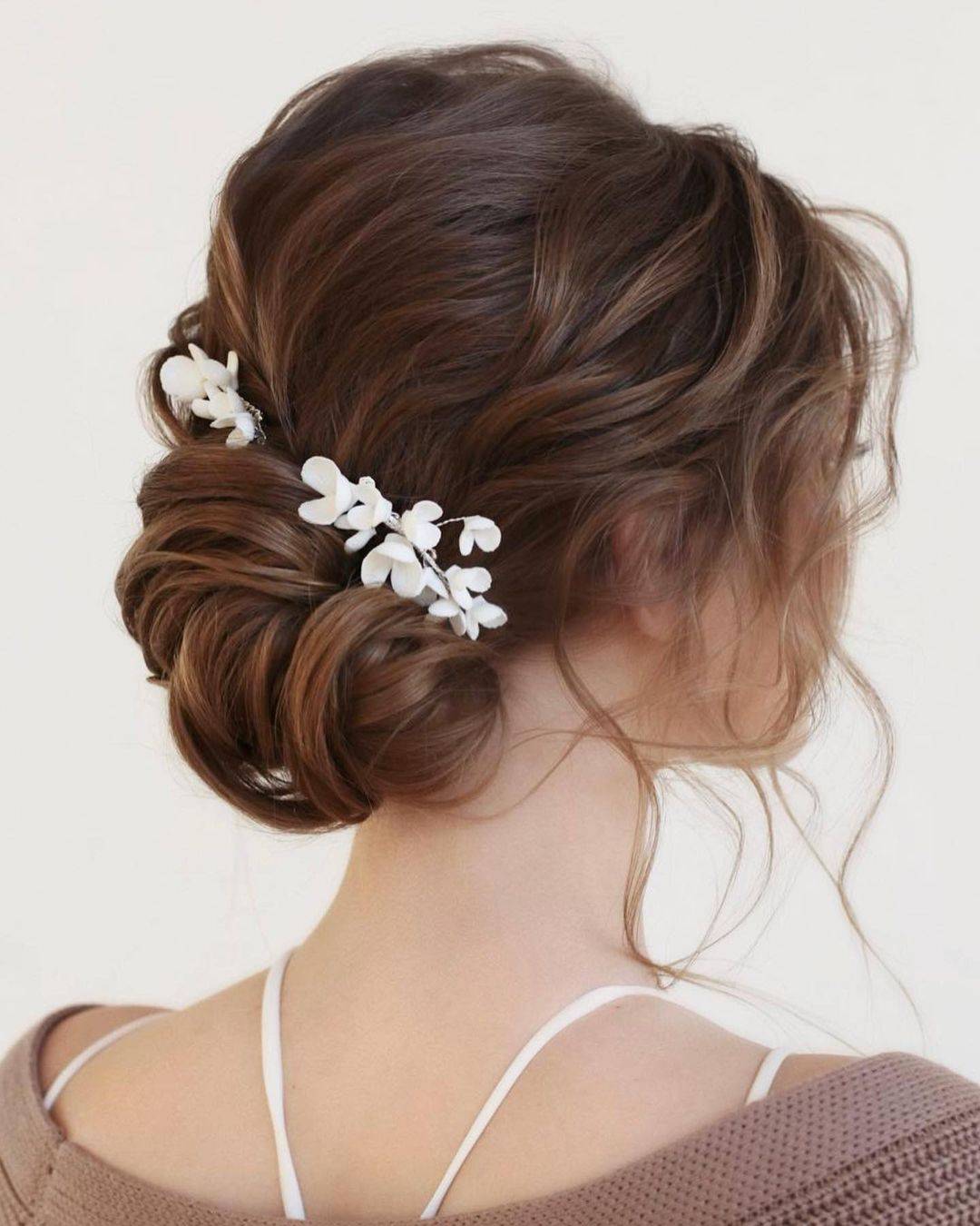 Dark Brown Chignon With Loose Tendrils Dark Brown Chignon With Loose Tendrils — Classy Hairstyles for Thinning Hair