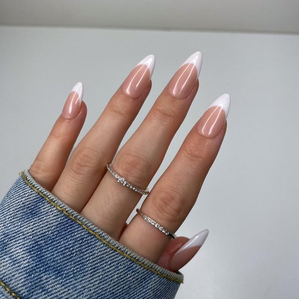 Medium Almond Sheer Pink French Tips Medium Almond Sheer Pink French Tips — Classy Hand Nails