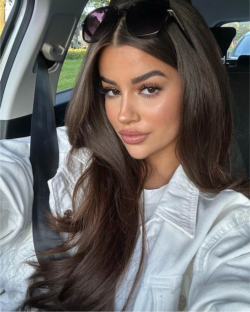 Mid-Back Dark Brown With Lighter Brown Face-Framing Layers Mid-Back Dark Brown With Lighter Brown Face-Framing Layers — Classy Highlights on Dark Brown