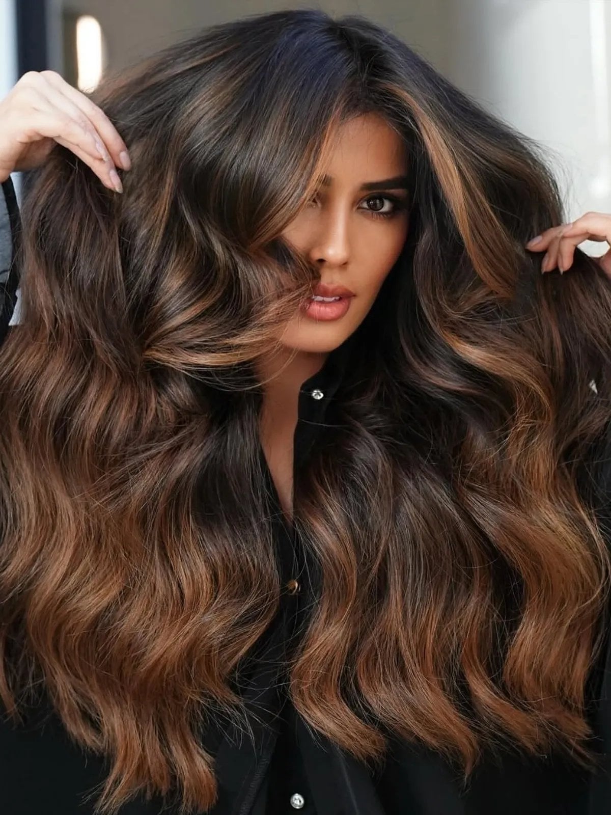Mid-Back Dark Brown With Mocha Highlights Mid-Back Dark Brown With Mocha Highlights — Classy Highlights on Dark Brown
