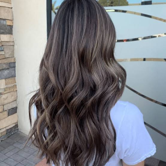 Mid-Back Dark Brown With Ash Blonde Highlights, Middle Mid-Back Dark Brown With Ash Blonde Highlights, Middle — Classy Highlights on Dark Brown