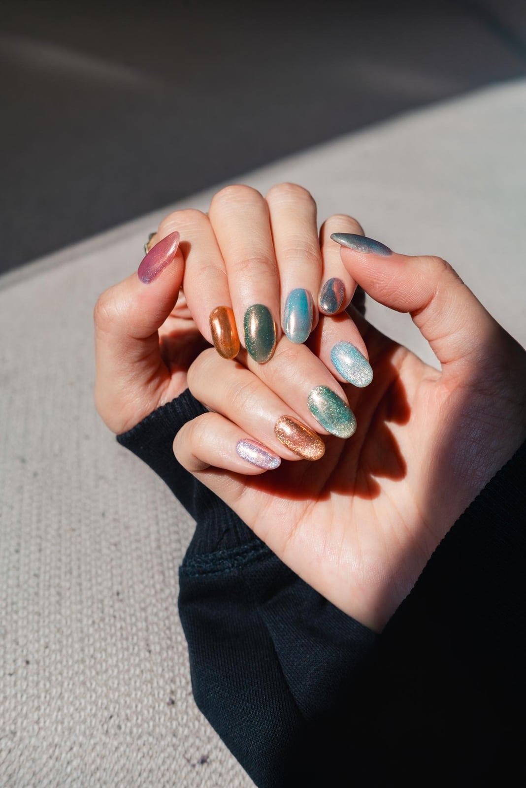 Mixed Shape Multi-Color Holographic Nails Mixed Shape Multi-Color Holographic Nails — Classy Holographic Nails