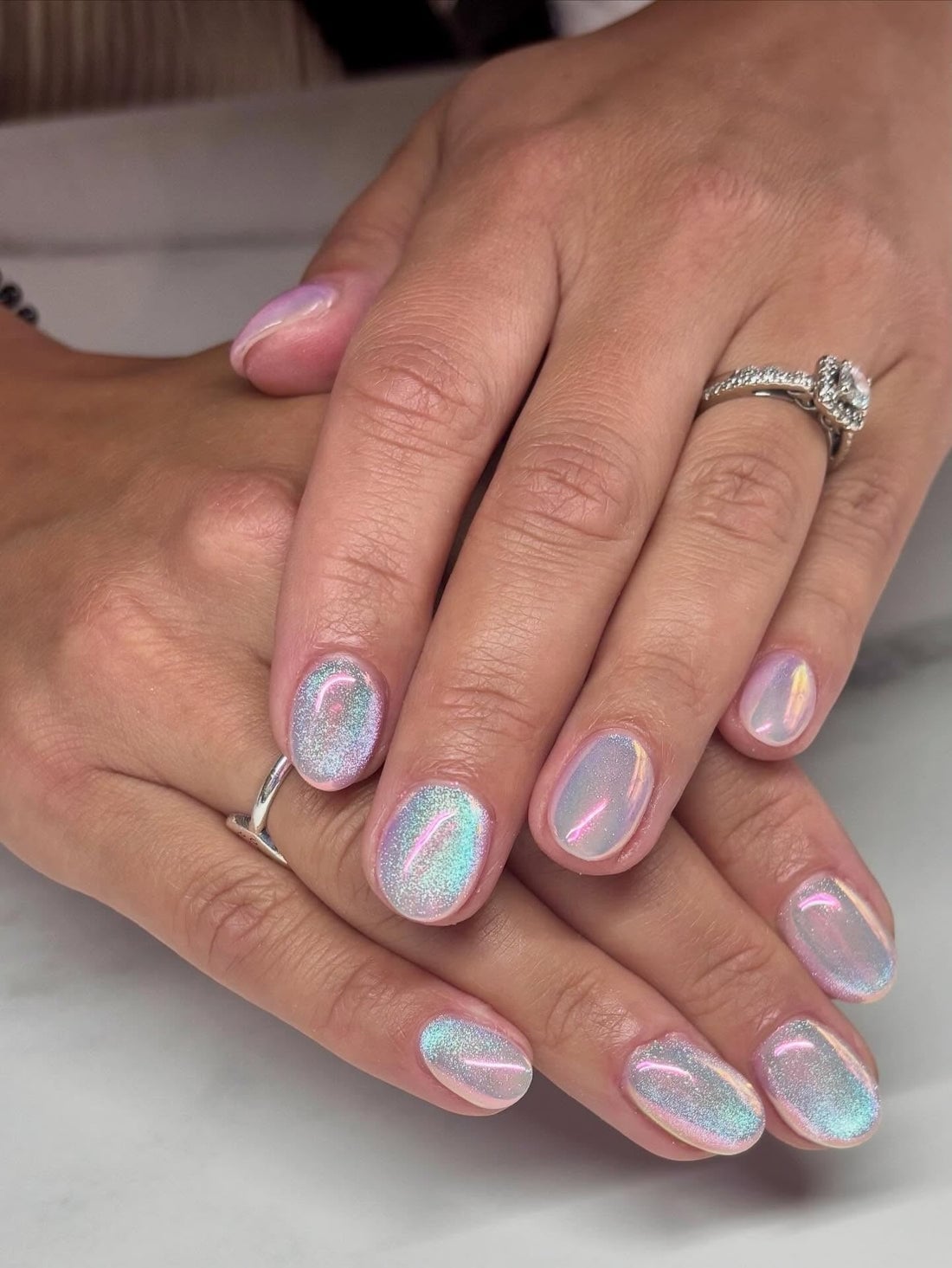 Short Oval Intense Holographic Shimmer Nails Short Oval Intense Holographic Shimmer Nails — Classy Holographic Nails