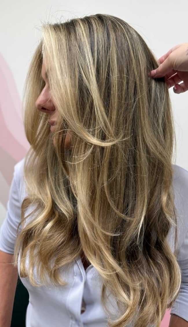 Mid-Back Honey Brown Balayage On Wavy Asian Hair Mid-Back Honey Brown Balayage On Wavy Asian Hair — Classy Honey Balayage