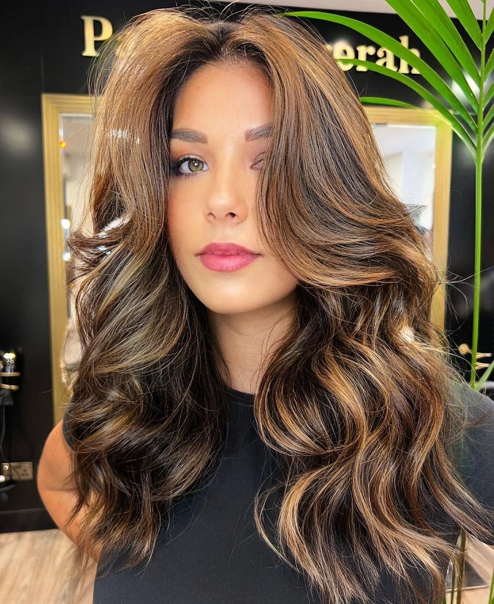 Medium Brown Base With Honey Blonde Balayage, Mid-Back Medium Brown Base With Honey Blonde Balayage, Mid-Back — Classy Honey Balayage