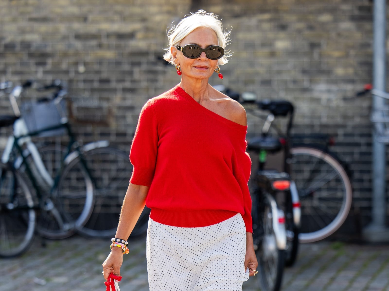 Red Off-The-Shoulder Top With Polka Dot Maxi Skirt Red Off-The-Shoulder Top With Polka Dot Maxi Skirt — Classy Hot Weather Outfits