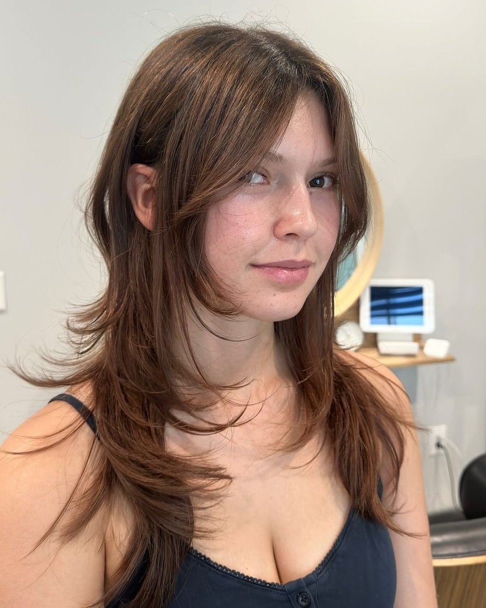 Dark Blue Camisole With Layered Hair Volume Dark Blue Camisole With Layered Hair Volume — Classy Hush Cut