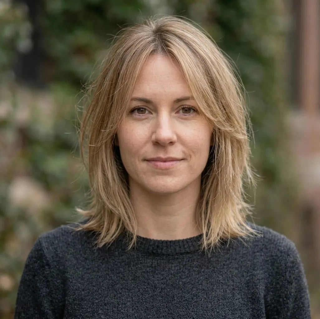 Dark Grey Sweater With Blonde Layered Hair Dark Grey Sweater With Blonde Layered Hair — Classy Hush Cut
