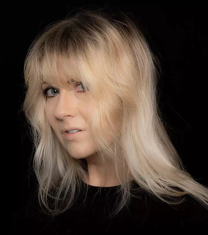 Black Top With Shaggy Blonde Layers Black Top With Shaggy Blonde Layers — Classy Hush Cut