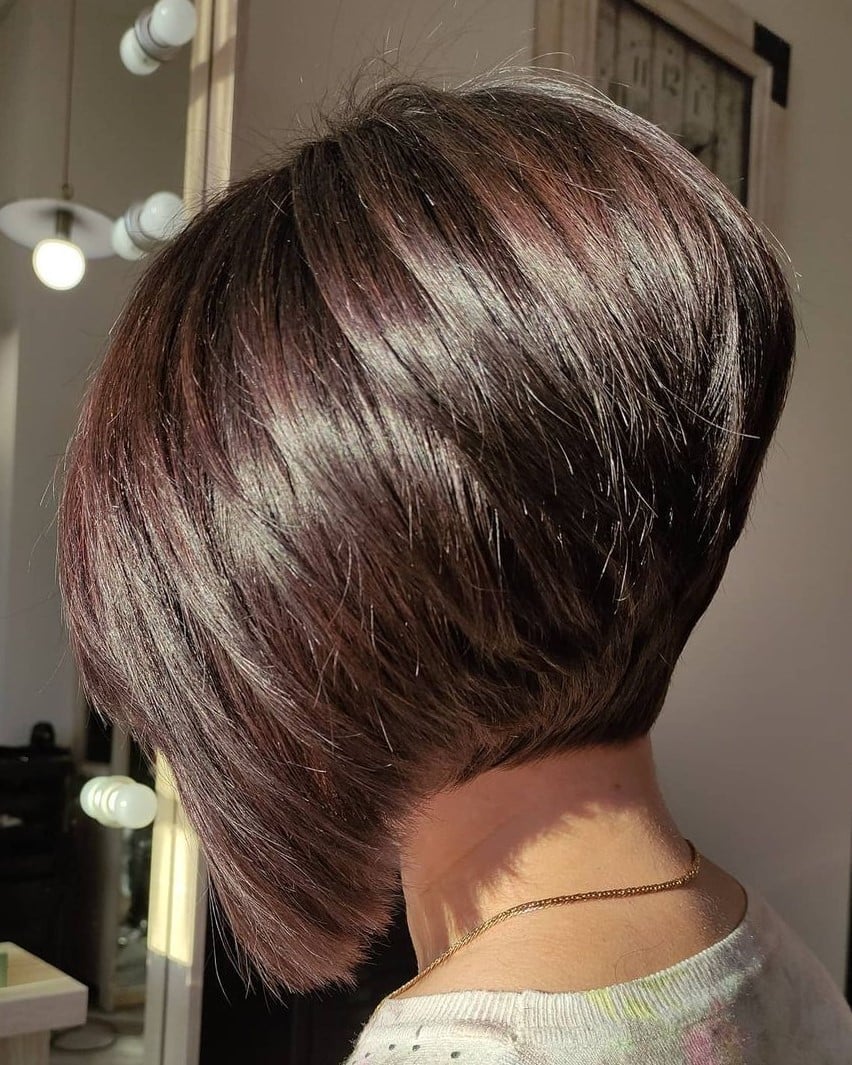 Collarbone Dark Auburn Inverted Bob — Classy Inverted Bob