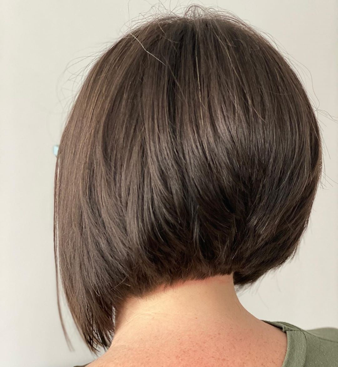 Chin Length Dark Brown Inverted Bob With Voluminous Shape At The Nape — Classy Inverted Bob