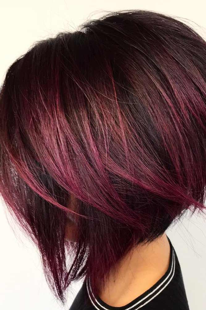 Chin Length Dark Brown Inverted Bob With Short Wispy Bangs — Classy Inverted Bob