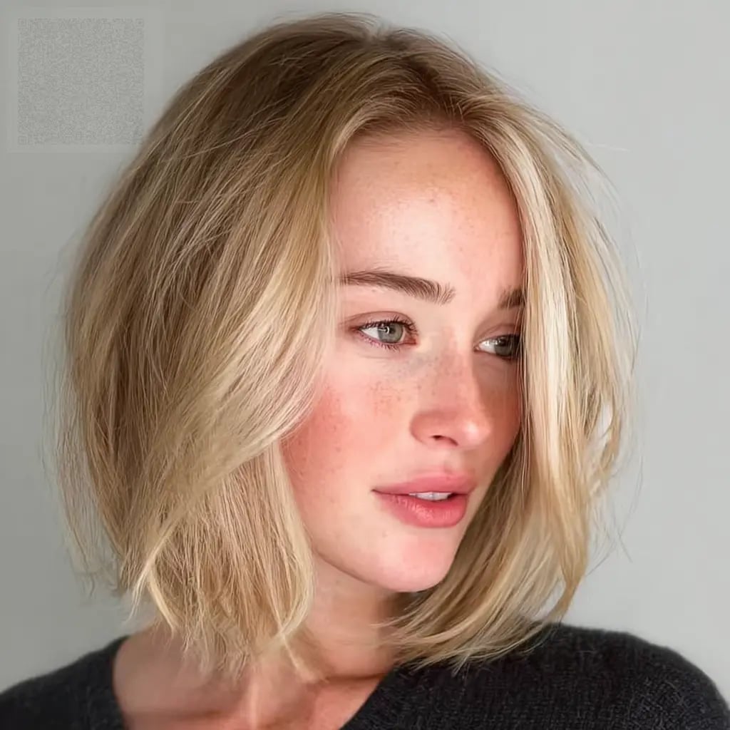 Collarbone Ash Blonde Inverted Bob, Close-Up Take — Classy Inverted Bob