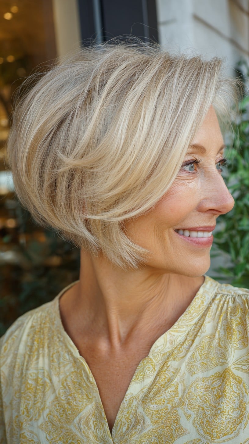 Chin Length Blonde Inverted Bob With Softly Layered — Classy Inverted Bob