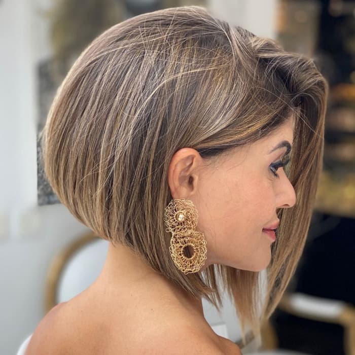 Chin Length Ash Blonde Inverted Bob, Side-Swept — Classy Inverted Bob