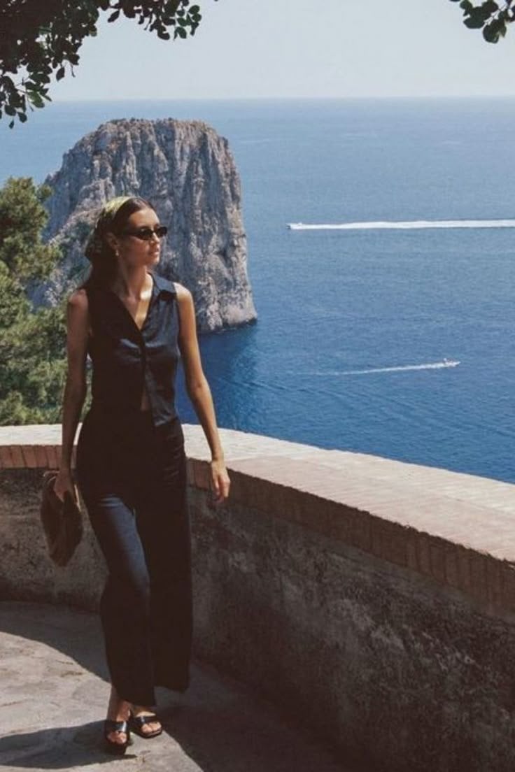 Navy Silk Blend Top with Linen Trousers Navy Silk Blend Top with Linen Trousers — Classy Italian Style