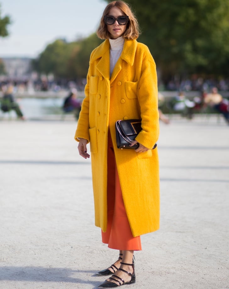 Oversized Yellow Felted Wool Coat with Orange Trousers Oversized Yellow Felted Wool Coat with Orange Trousers — Classy Italian Style