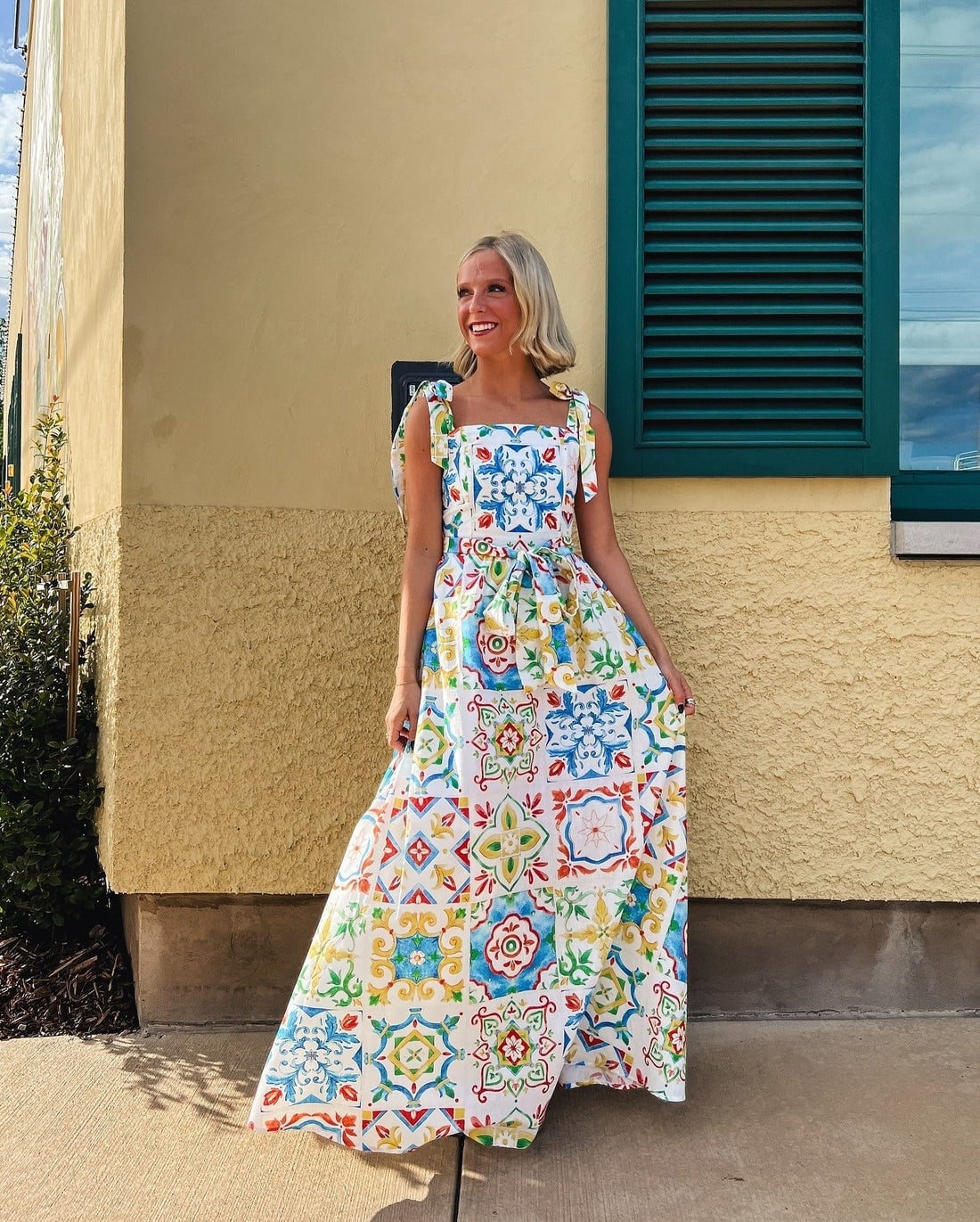 White Tile Print Maxi Dress White Tile Print Maxi Dress — Classy Italian Style