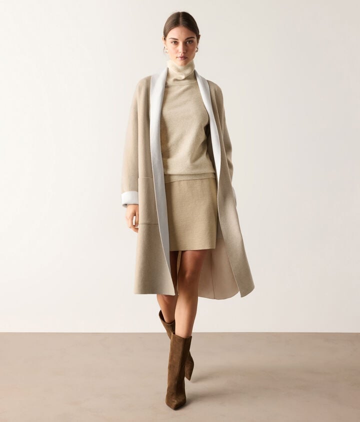 Neutral Beige Wool Blend Coat Ensemble Neutral Beige Wool Blend Coat Ensemble — Classy Italian Style