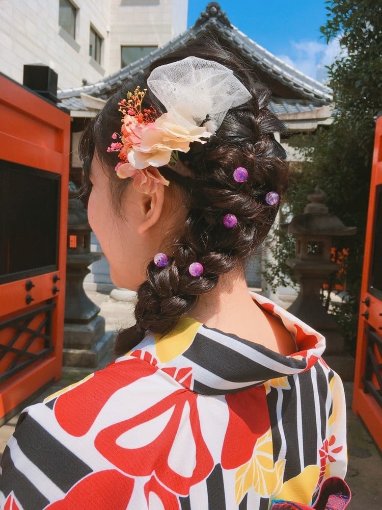 Braided Updo With Floral Accessories Braided Updo With Floral Accessories — Classy Japanese Hairstyles