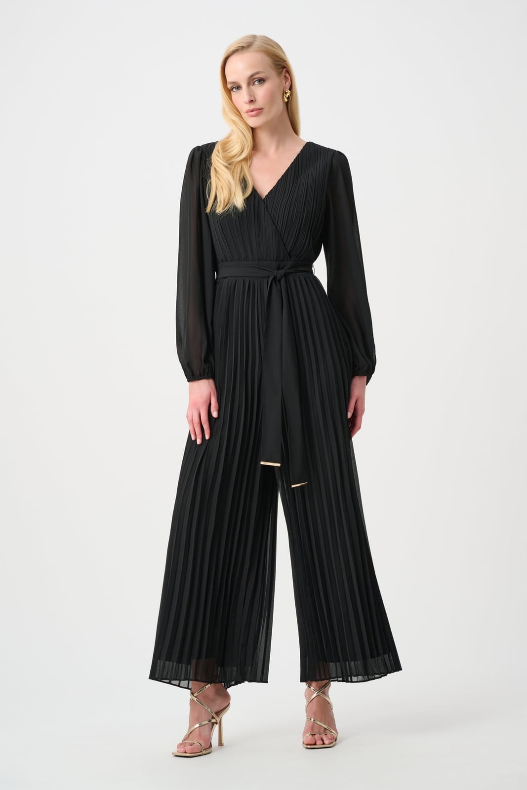 Black Georgette Jumpsuit With Dramatic Pleating Black Georgette Jumpsuit With Dramatic Pleating — Classy Jumpsuit Outfits