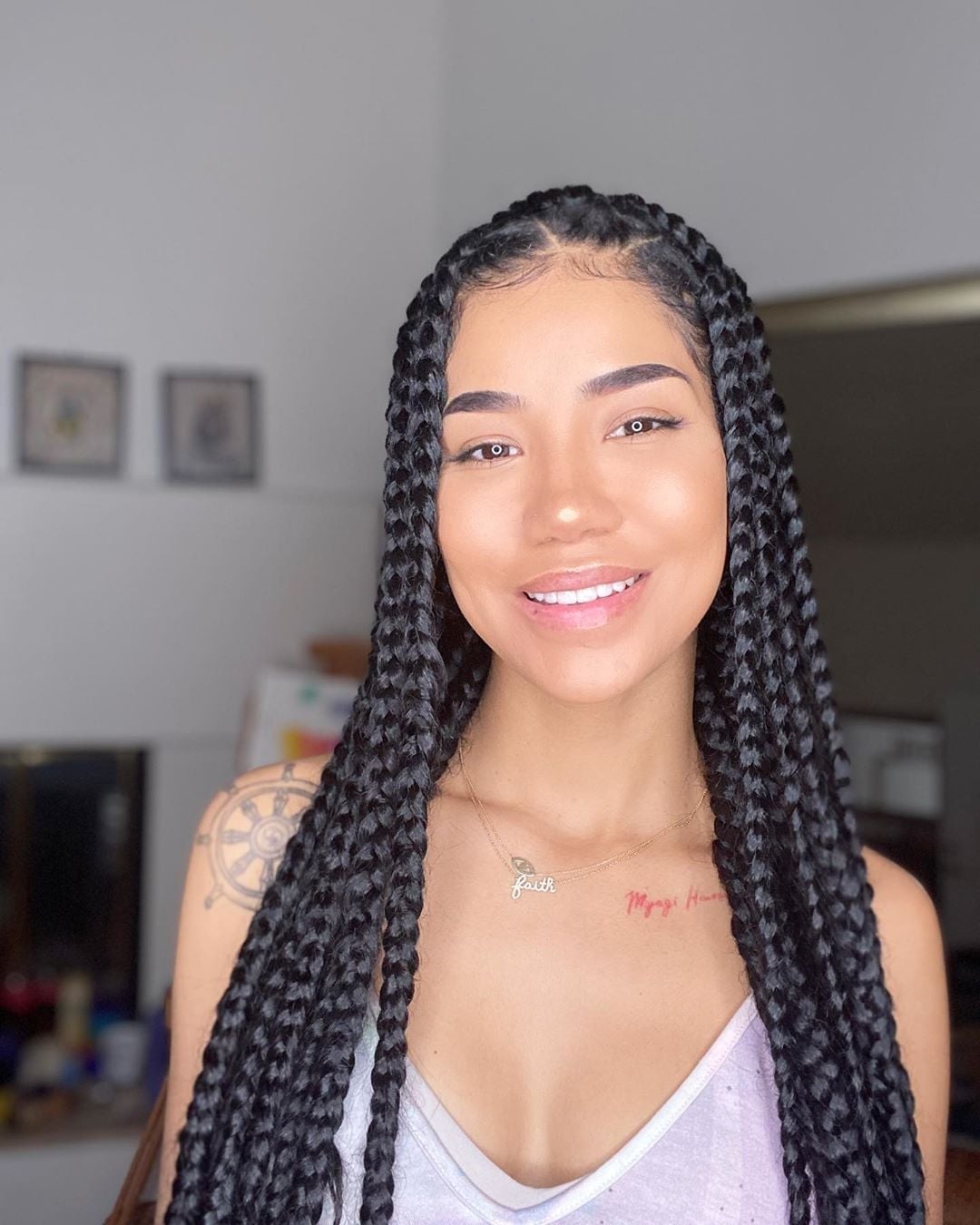 Shoulder Length Large Knotless Braids Natural Black Shoulder Length Large Knotless Braids Natural Black — Classy Knotless Braids