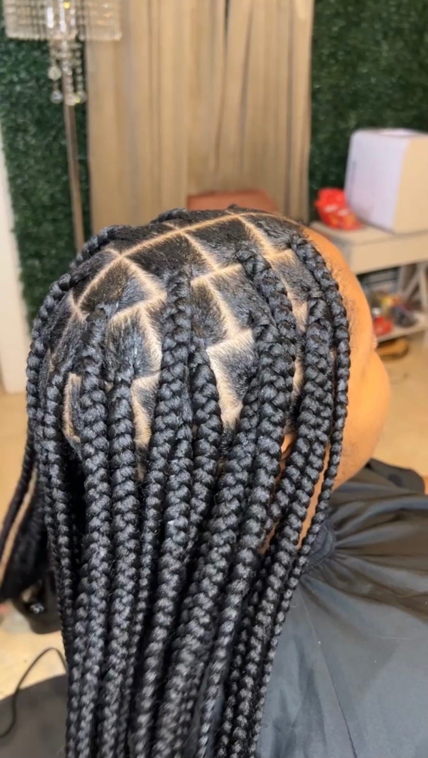 Mid-Back Black Knotless Braids Geometric Parting Mid-Back Black Knotless Braids Geometric Parting — Classy Knotless Braids