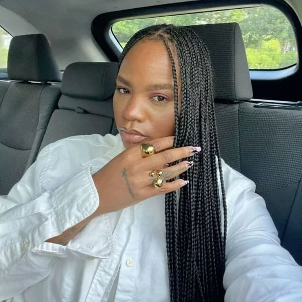 Shoulder Length Natural Black Knotless Braids Neat Parting Shoulder Length Natural Black Knotless Braids Neat Parting — Classy Knotless Braids