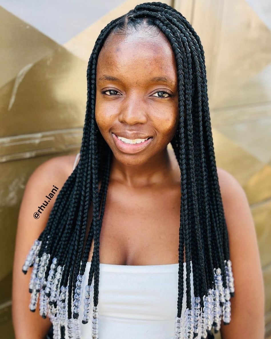 Long Knotless Braids With Clear Beads Long Knotless Braids With Clear Beads — Classy Knotless Hairstyles
