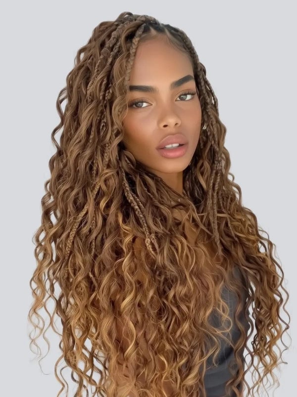 Mid-Back Knotless Braids With Loose Curls Mid-Back Knotless Braids With Loose Curls — Classy Knotless Hairstyles