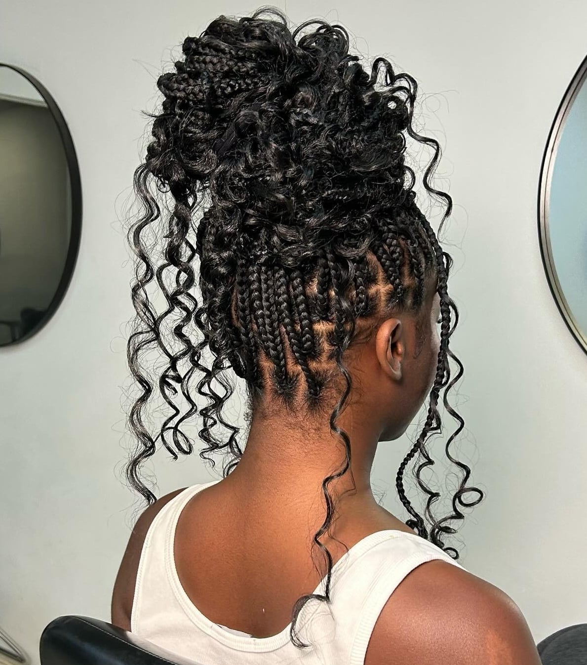 Knotless Braids Updo With Cascading Curls Knotless Braids Updo With Cascading Curls — Classy Knotless Hairstyles